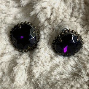 Patina Purple Gem Stud Earrings